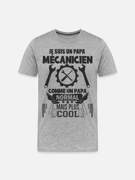 Papa mécanicien - T-shirt bio Premium Homme - gris chiné
