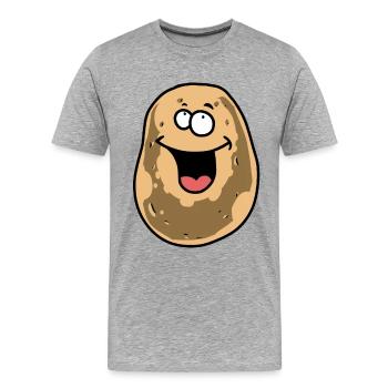 Pomme de terre Pommes de terre Tubercule joyeux joyeux Légumes - T-shirt bio Premium Homme - gris chiné - Devant - Damien (186cm)