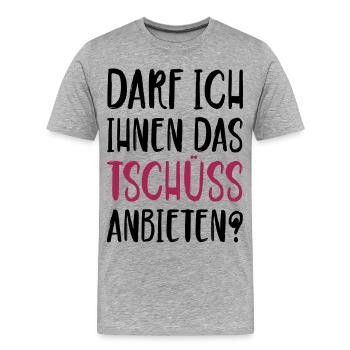 Darf ich ihnen das Tschüss anbieten - Männer Premium Bio T-Shirt - Grau meliert - Vorne - Damien (186cm)
