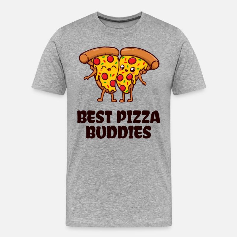 Pizza Buddy Beste Freunde Statement - Männer Premium Bio T-Shirt - Grau meliert