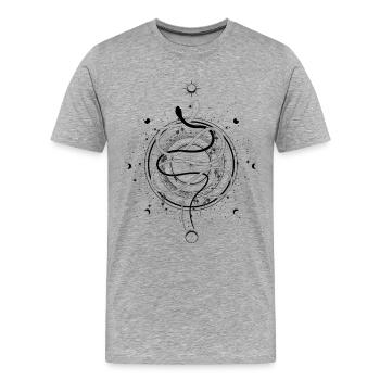 Serpents Lune Phase Occulte Wicca Goth Clothes - T-shirt bio Premium Homme - gris chiné - Devant - Damien (186cm)