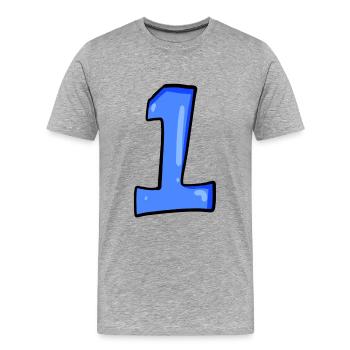 Paragraphe 1 Bleu - Numéro un - T-shirt bio Premium Homme - gris chiné - Devant - Damien (186cm)