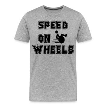 La vitesse sur roues pour les vrais utilisateurs de fauteuils roulants rapides # - T-shirt bio Premium Homme - gris chiné - Devant - Damien (186cm)