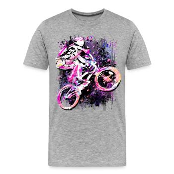 Vélo BMX | Roue BMX | Bmx coloré - T-shirt bio Premium Homme - gris chiné - Devant - Damien (186cm)