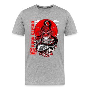 Dunkle Geisha japanische Kunstwerk - Männer Premium Bio T-Shirt - Grau meliert - Vorne - Damien (186cm)