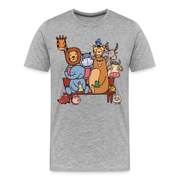 Tierwelt Lebewesen Bär Elefant Löwe Cool - Männer Premium Bio T-Shirt - Grau meliert - Vorne - Damien (186cm)