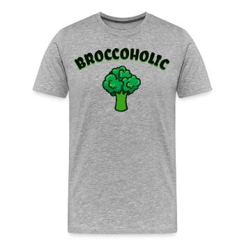 Drôles de phrases Vegan santé - T-shirt bio Premium Homme - gris chiné - Devant - Damien (186cm)
