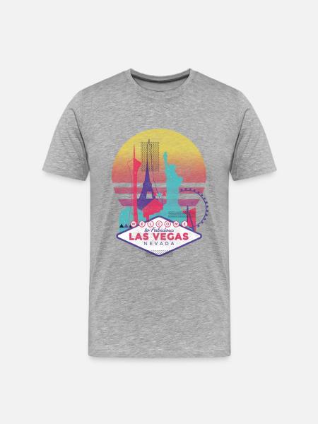 Las Vegas - Männer Premium Bio T-Shirt - Grau meliert
