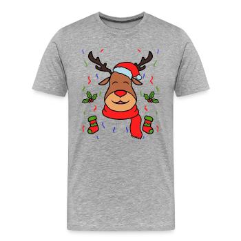 Rennais Noël décorations - T-shirt bio Premium Homme - gris chiné - Devant - Damien (186cm)