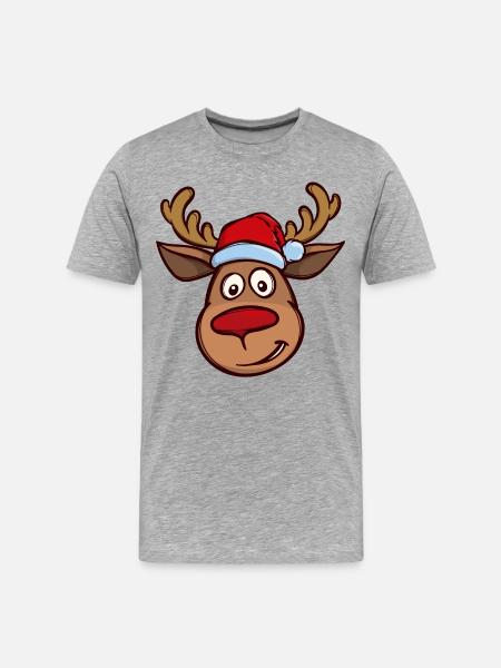 Christmas reindeer face - Men's Premium Organic T-Shirt - heather grey