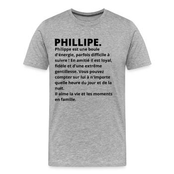 Philippe définition prénom - T-shirt bio Premium Homme - gris chiné - Devant - Damien (186cm)