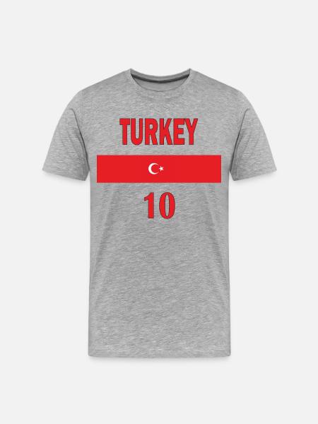 Tyrkiet fodboldhold nummer ti - Herre Premium T-shirt økologisk - grå meleret