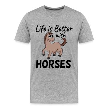 Proverbes de chevaux - T-shirt bio Premium Homme - gris chiné - Devant - Damien (186cm)