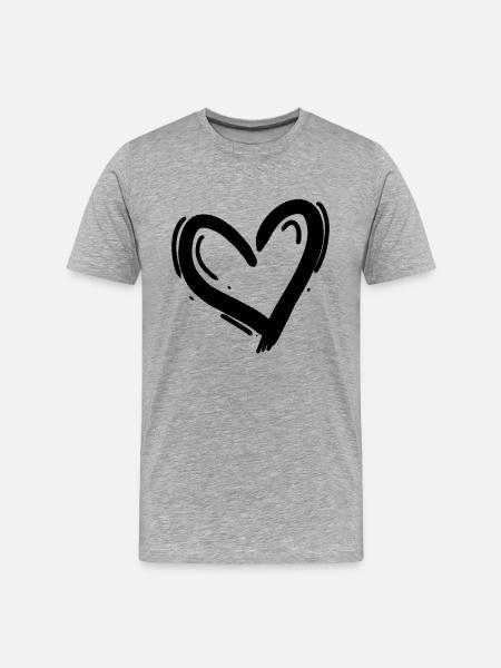 Coeur Noir - T-shirt bio Premium Homme - gris chiné