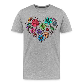 Natur Herz Naturliebhaber - Männer Premium Bio T-Shirt - Grau meliert - Vorne - Damien (186cm)