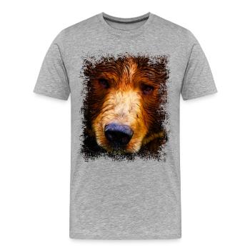 Ours ours brun yeux - T-shirt bio Premium Homme - gris chiné - Devant - Damien (186cm)