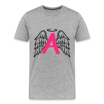 Schutzengel mit Engelsflügel Buchstabe A - Männer Premium Bio T-Shirt - Grau meliert - Vorne - Damien (186cm)