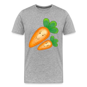 Carotte Carotte en riant - T-shirt bio Premium Homme - gris chiné - Devant - Damien (186cm)
