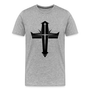 Croix chrétienne - T-shirt bio Premium Homme - gris chiné - Devant - Damien (186cm)
