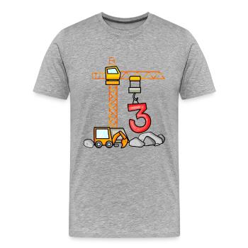 Bagger T-shirt 3. Anniversaire 3 ans garçon chemise - T-shirt bio Premium Homme - gris chiné - Devant - Damien (186cm)