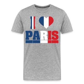 I love paris j’aime Paris France - T-shirt bio Premium Homme - gris chiné - Devant - Damien (186cm)