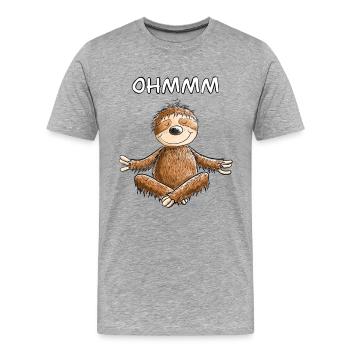 Chilling Yoga Paresseux I Méditation I Fun - T-shirt bio Premium Homme - gris chiné - Devant - Damien (186cm)