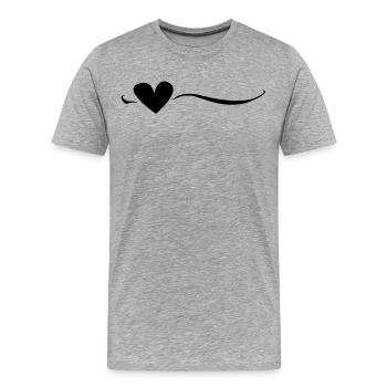Ligne coeur noir - T-shirt bio Premium Homme - gris chiné - Devant - Damien (186cm)