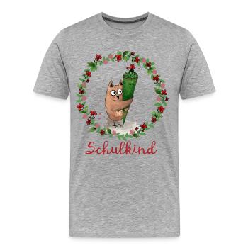 Hibou écolier - T-shirt bio Premium Homme - gris chiné - Devant - Damien (186cm)