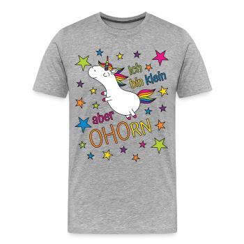 Einhorn Ich bin klein aber ohorn - klein aber oho - Männer Premium Bio T-Shirt - Grau meliert - Vorne - Damien (186cm)