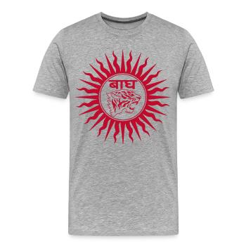 Tigre rouge en Inde - T-shirt bio Premium Homme - gris chiné - Devant - Damien (186cm)