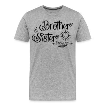 Frère et sœur - T-shirt bio Premium Homme - gris chiné - Devant - Damien (186cm)