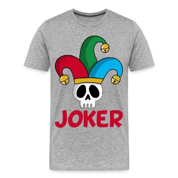 Joker et tête de mort - T-shirt bio Premium Homme - gris chiné - Devant - Damien (186cm)