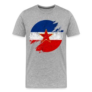 Cercle de drapeaux vintage Yougoslavie - T-shirt bio Premium Homme - gris chiné - Devant - Damien (186cm)