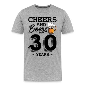 Bierkrug-Illustration mit Schaum 30 Jahre B-Day - Männer Premium Bio T-Shirt - Grau meliert - Vorne - Damien (186cm)