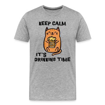 Fest Beer Statement Boisson Cat - T-shirt bio Premium Homme - gris chiné - Devant - Damien (186cm)