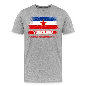 Drapeaux vintage Yougoslavie - T-shirt bio Premium Homme - gris chiné - Devant - Damien (186cm)