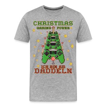 Weihnachten Gaming - Männer Premium Bio T-Shirt - Grau meliert - Vorne - Damien (186cm)
