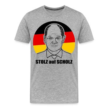 stolz auf Scholz, Bundeskanzler, Deutschland Shirt - Männer Premium Bio T-Shirt - Grau meliert - Vorne - Damien (186cm)
