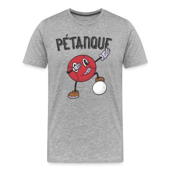 Tenue de pétanque boule pour boule bouler - T-shirt bio Premium Homme - gris chiné - Devant - Damien (186cm)