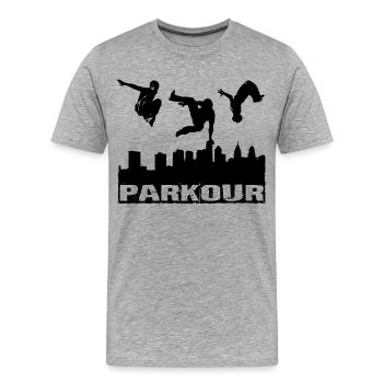 Parkour - Men's Premium Organic T-Shirt - heather grey - Front - Damien (186cm)