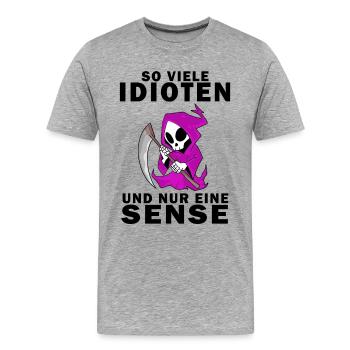 Sensenmann Damen Sarkastisch Provokation - Männer Premium Bio T-Shirt - Grau meliert - Vorne - Damien (186cm)