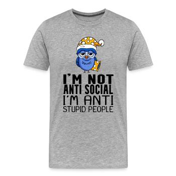drôles de dictons stupides - T-shirt bio Premium Homme - gris chiné - Devant - Damien (186cm)
