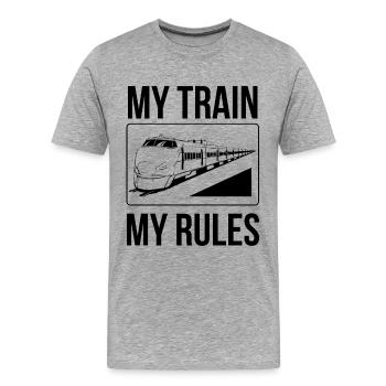 Le conducteur de train dit mon train mes règles - T-shirt bio Premium Homme - gris chiné - Devant - Damien (186cm)