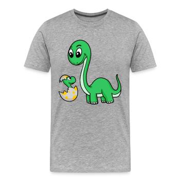 Dinosaures avec bébés dinosaures - T-shirt bio Premium Homme - gris chiné - Devant - Damien (186cm)