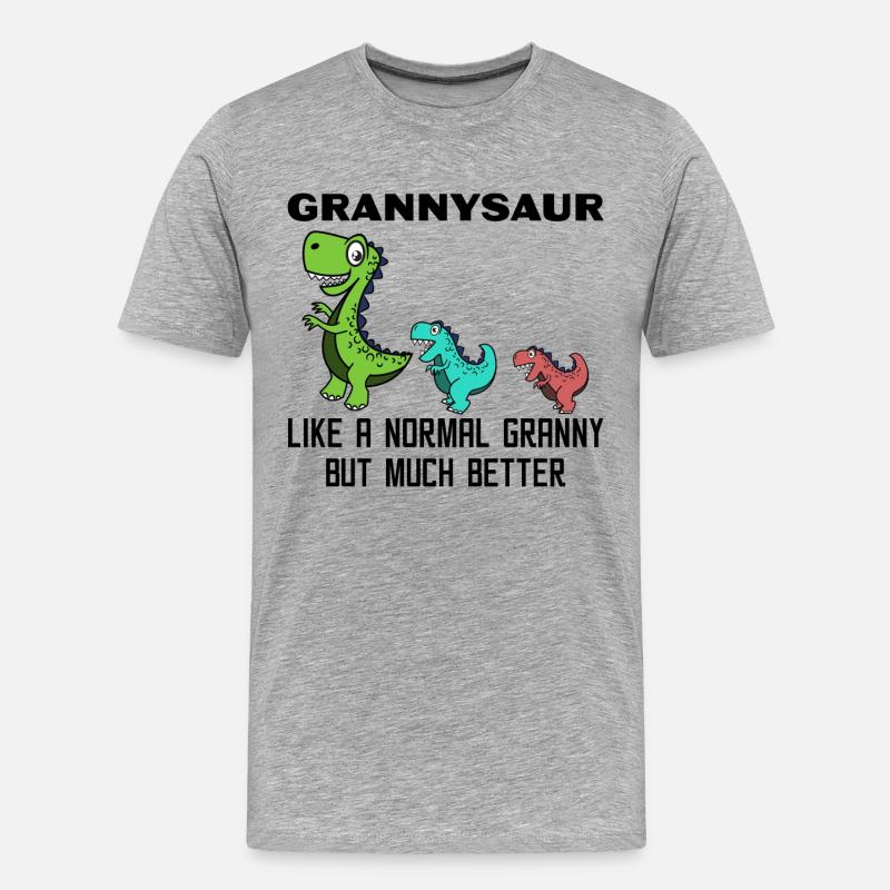 Lustig Großmutter Oma Dinosaurier Statement - Männer Premium Bio T-Shirt - Grau meliert