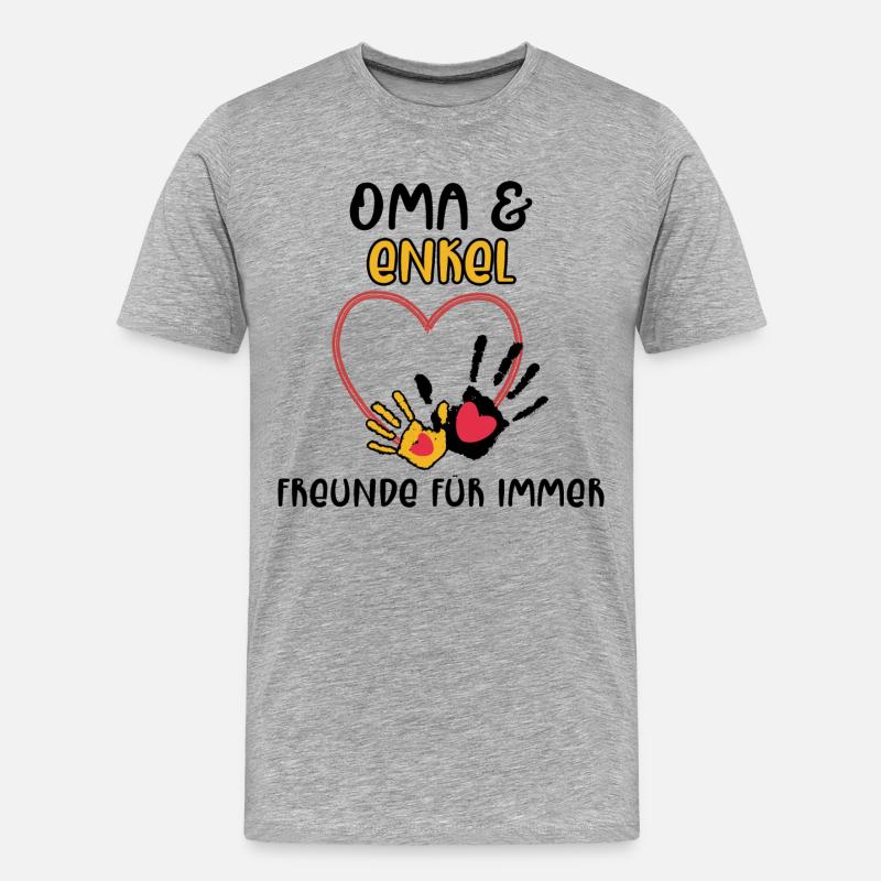 Großmutter Enkel Statement Oma - Männer Premium Bio T-Shirt - Grau meliert