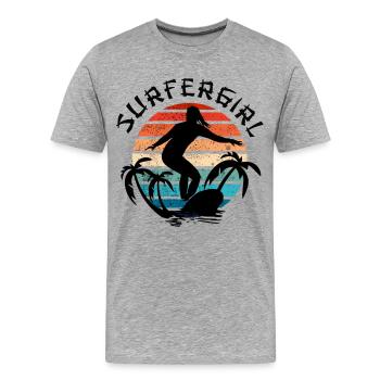 Surfer Girl Retro - Men's Premium Organic T-Shirt - heather grey - Front - Damien (186cm)