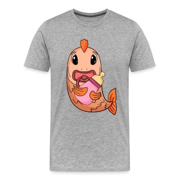 Baby Fisch - Männer Premium Bio T-Shirt - Grau meliert - Vorne - Damien (186cm)