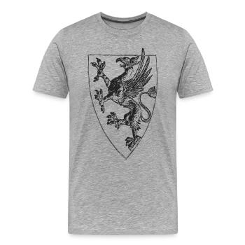 Stehender Greif von Rostock - Männer Premium Bio T-Shirt - Grau meliert - Vorne - Damien (186cm)