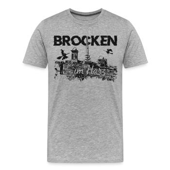Brocken im Harz - Männer Premium Bio T-Shirt - Grau meliert - Vorne - Damien (186cm)